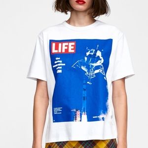 ZARA White LIFE Magazine Cover T-Shirt